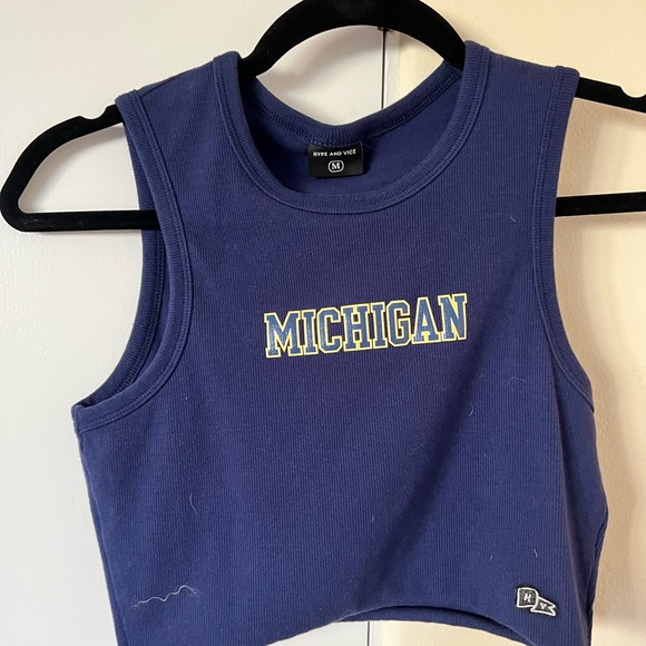 Hype and Vice Tops - Blue Michigan Crop Top